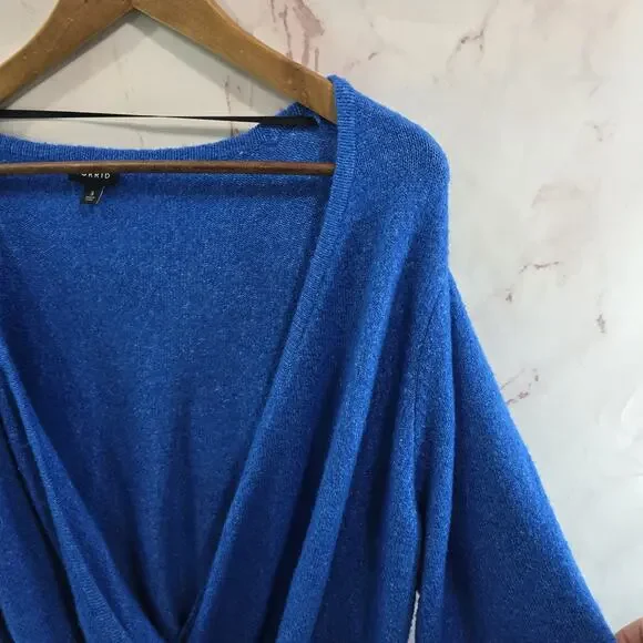 Torrid Sweater Womens 3 3X Blue Vegan Cashmere Surplice V Plunge Faux Wrap - Picture 12 of 13